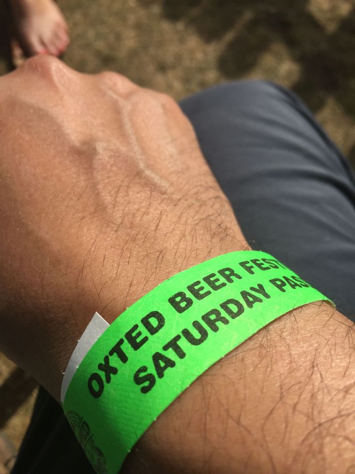 Wrist band from the Oxted Beer Festival.