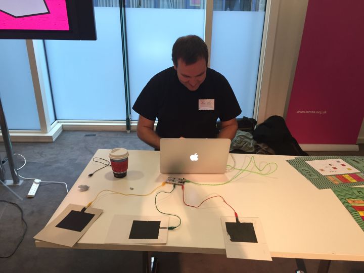 Jo setting up the Conductive Ink Proximity Pads