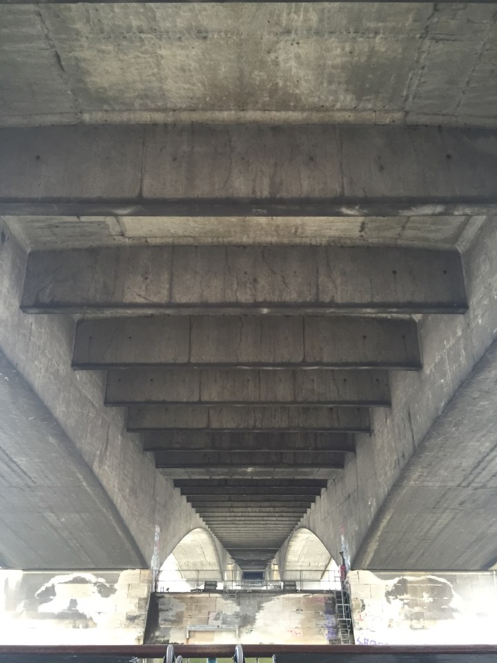 Underneath a bridge